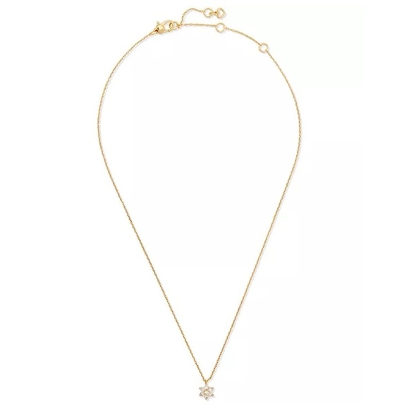 KATE SPADE • Gold Myosotis Clear Flower Pendant Necklace - Picture 2 of 4